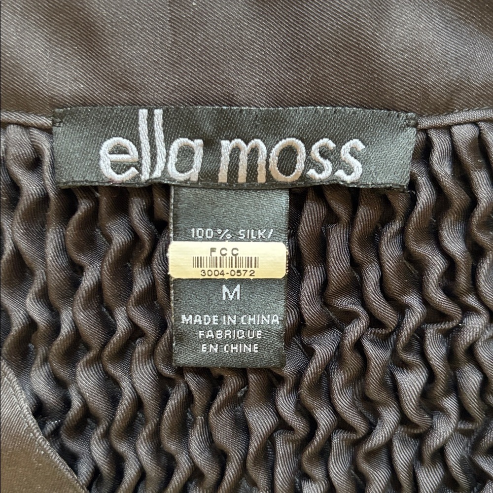 Ella Moss Black Silk Smocked Yoke Long Sleeve blouse - Picture 6 of 10